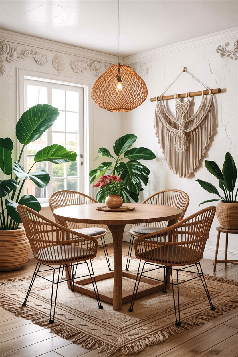 Boho Dining Room - 30 tan and white dining room ideas