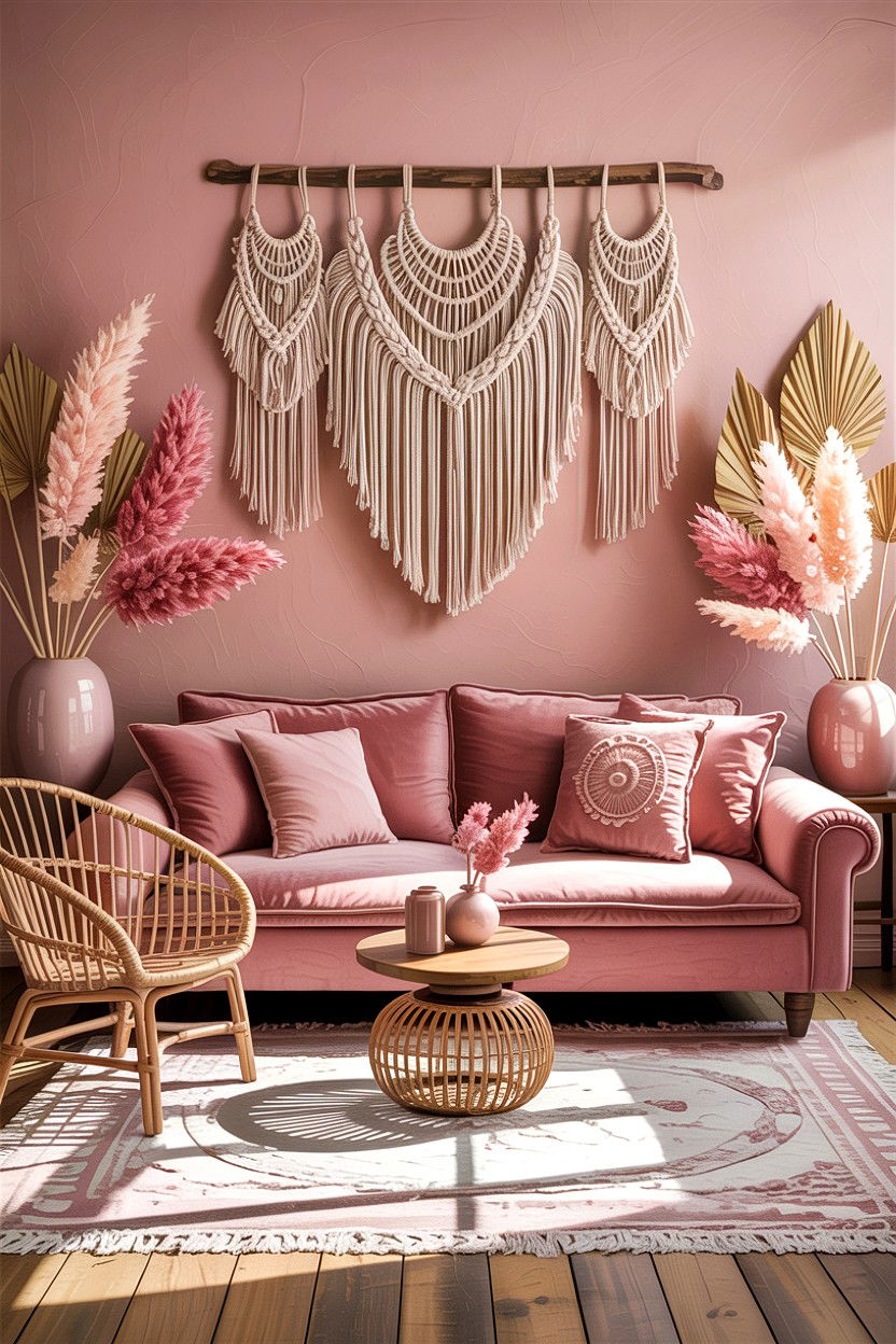 Boho Dusty Rose Living Room - 30 dusty rose living room ideas