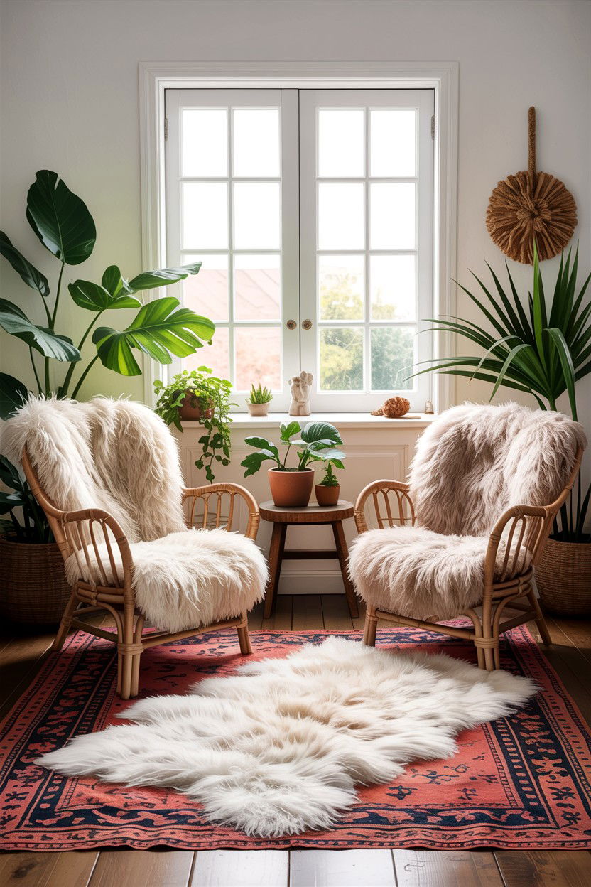 Boho Faux Fur Living Room - 30 faux fur living room ideas