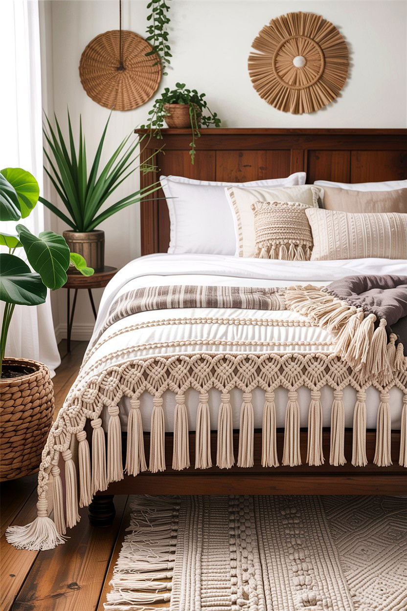 Boho Fringe Bed Skirt - 30 bedroom bed skirts