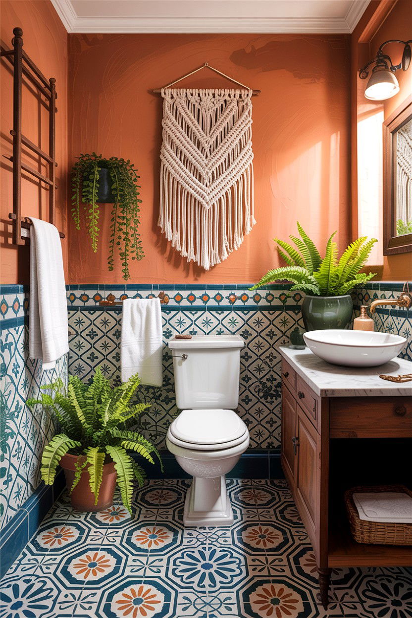 Boho Guest Toilet - 30 downstairs bathroom ideas