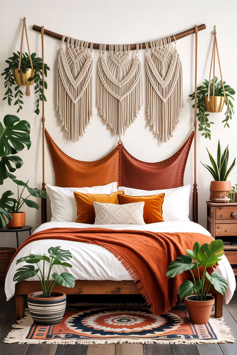 Boho Leather Bedroom - 30 leather bedroom ideas