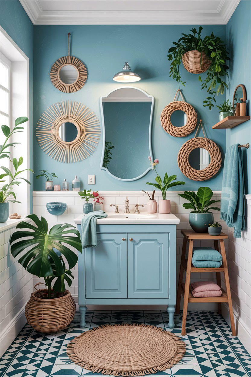 Boho Light Blue Bathroom - 30 light blue bathroom ideas