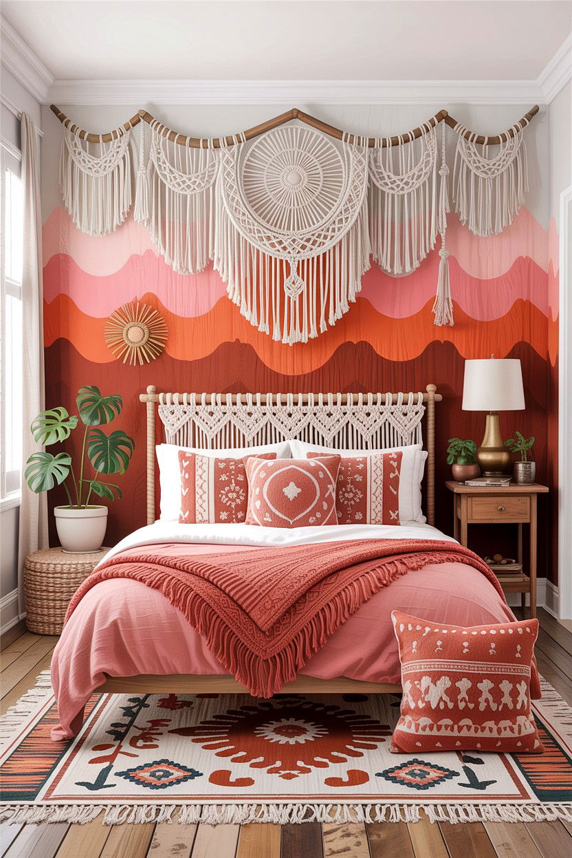 Boho Ombre Bedroom Wall - 30 bedroom ombre wall ideas