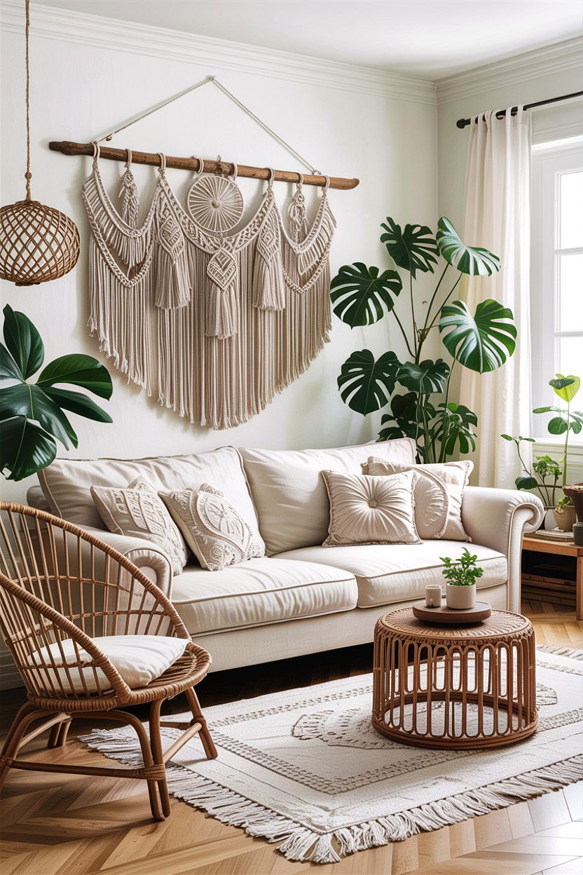 Boho Scandi Living Room - 30 scandinavian white living room ideas