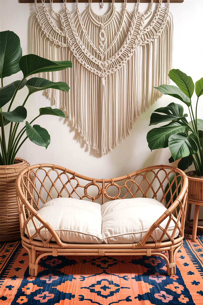 Boho Style Rattan Dog Bed - 30 dog bed bedroom ideas