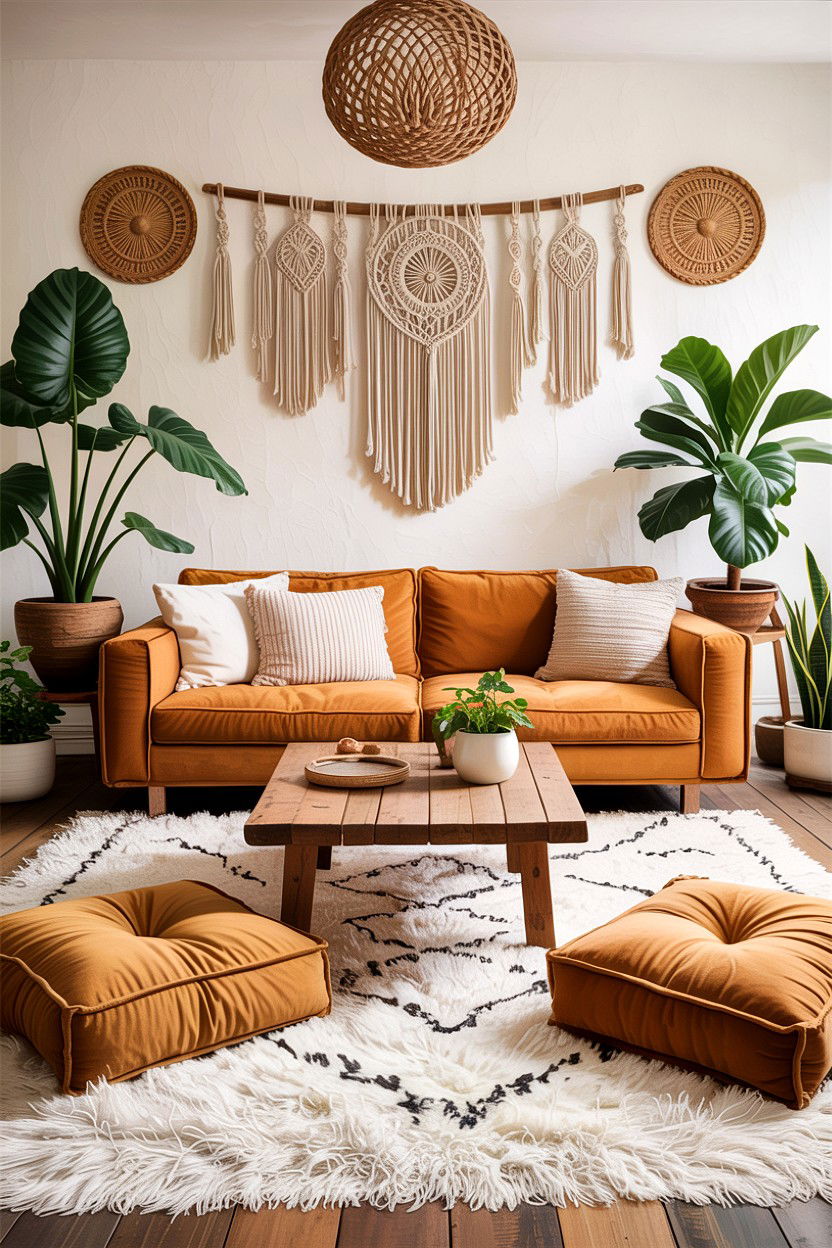 Boho Tan Living Room - 30 tan and white living room ideas