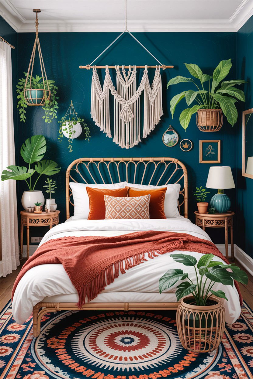Boho Teal Bedroom - 30 teal bedroom design ideas