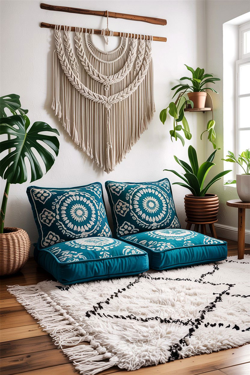 Boho Teal White Living Room - 30 teal and white living room ideas