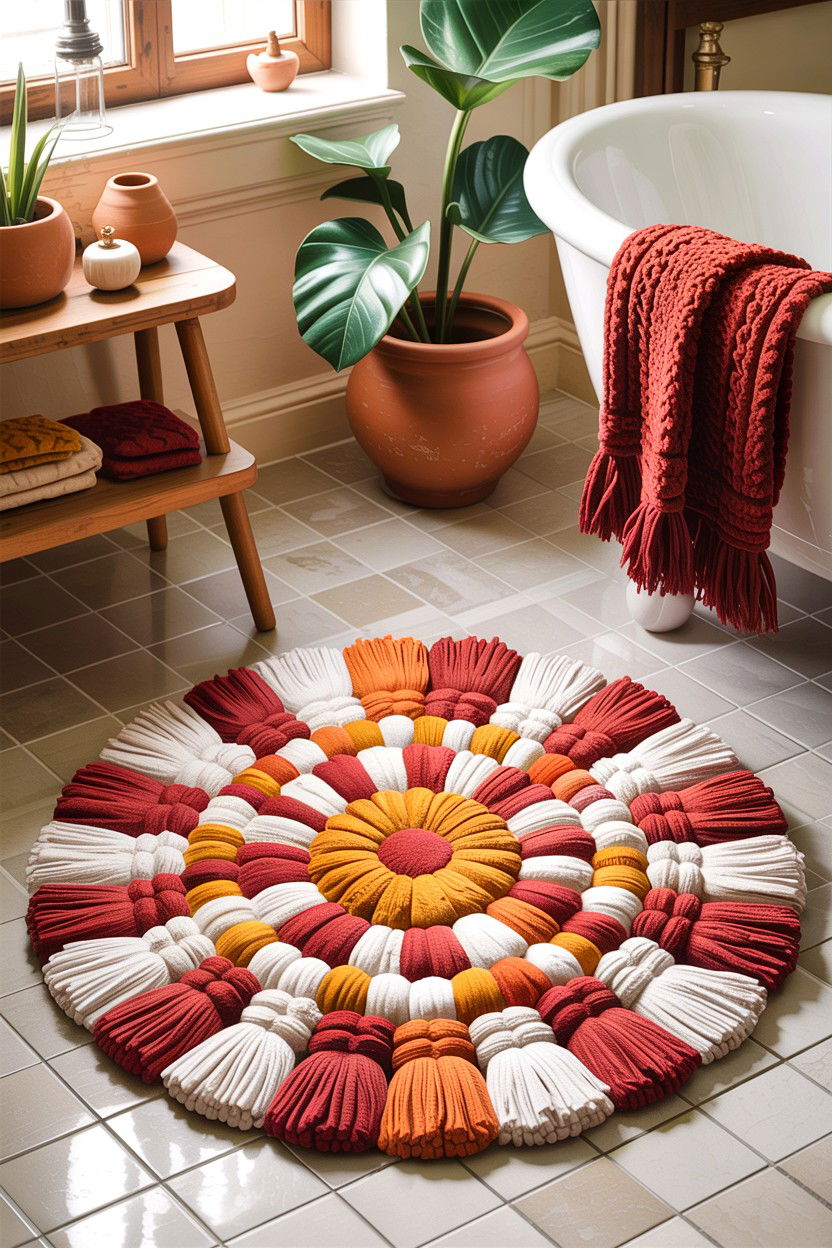 Boho Tufted Bath Mat - 30 bath mat ideas