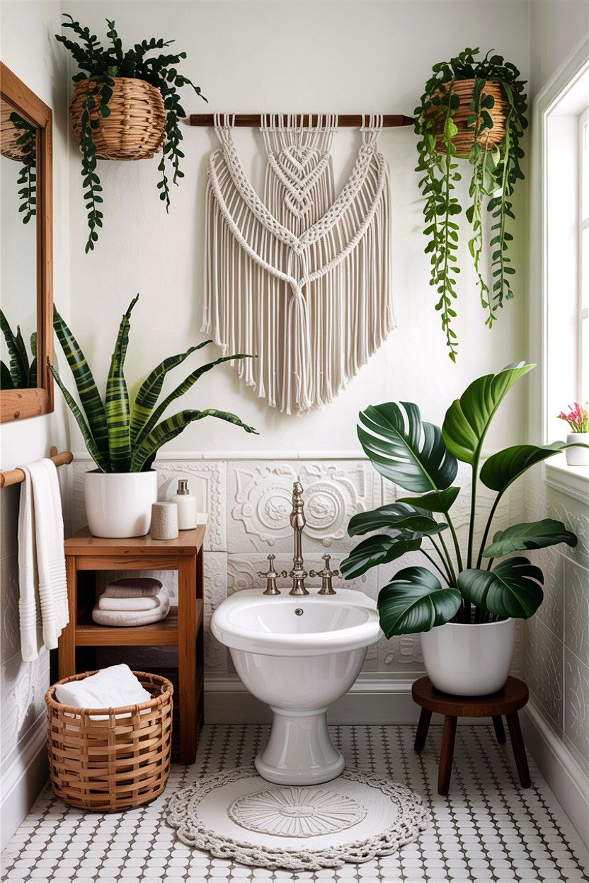 Boho White Bathroom - 30 all white bathroom ideas