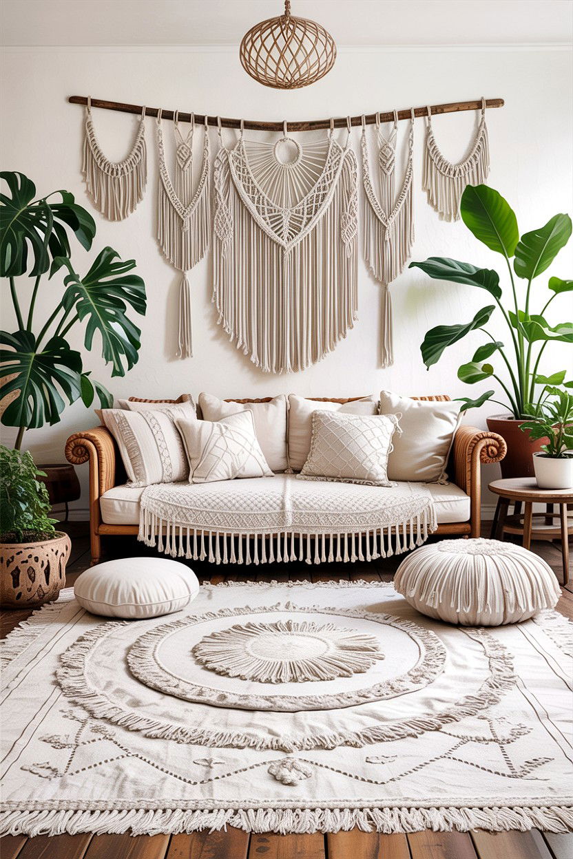 Boho White Living Room - 30 all white living room ideas
