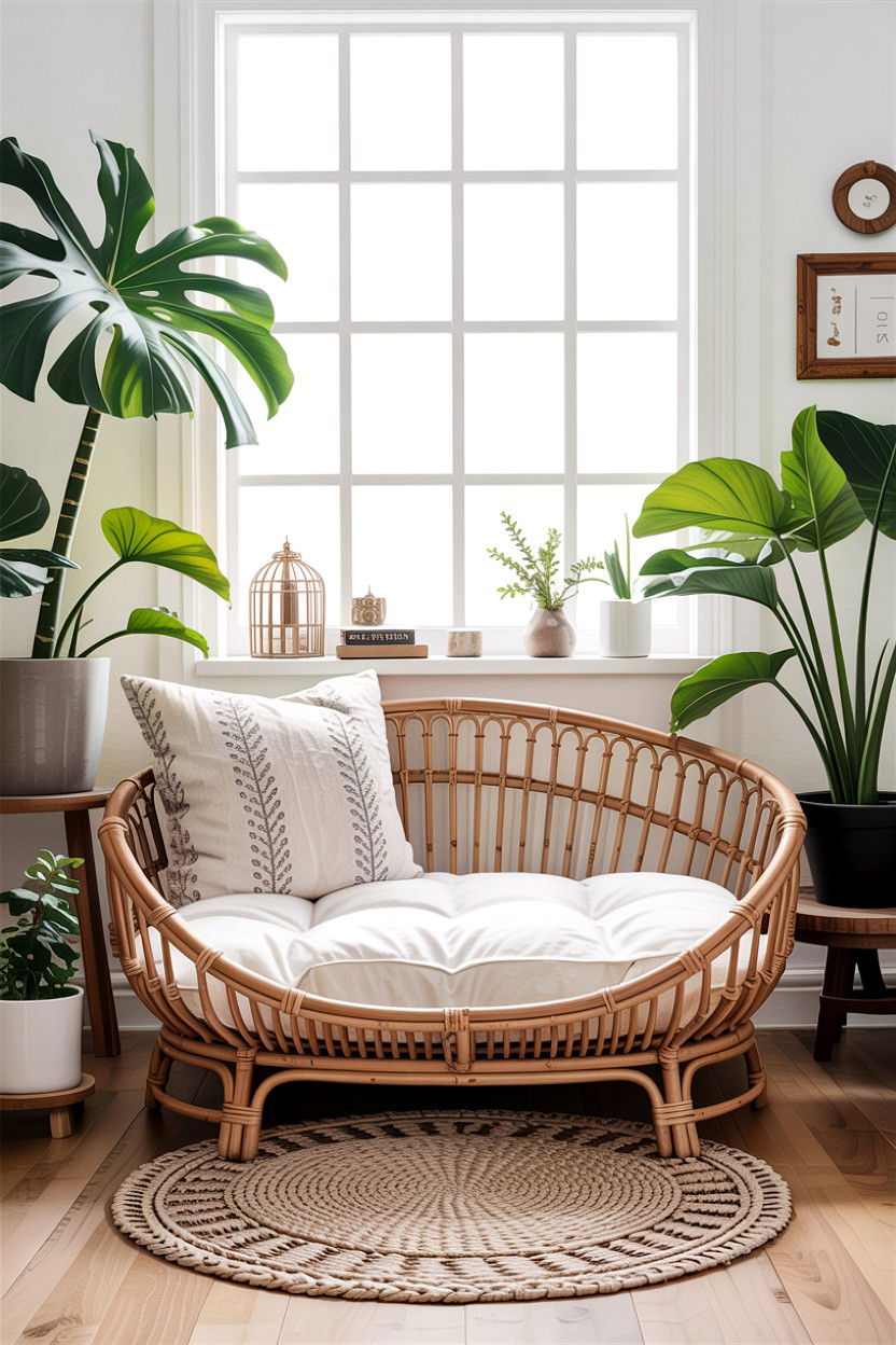 Boho Wicker Dog Bed - 30 dog bed living room ideas