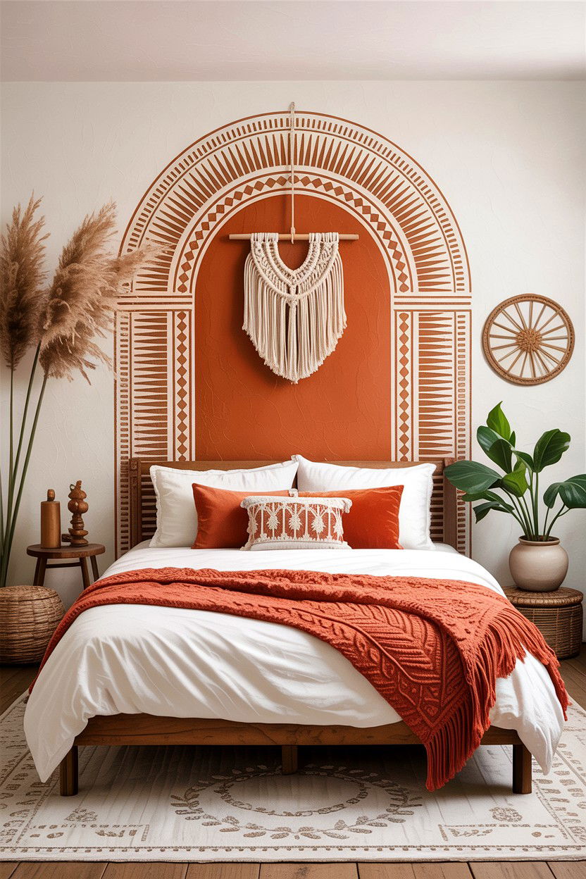 Boho arch stencil - 30 bedroom wall stencils