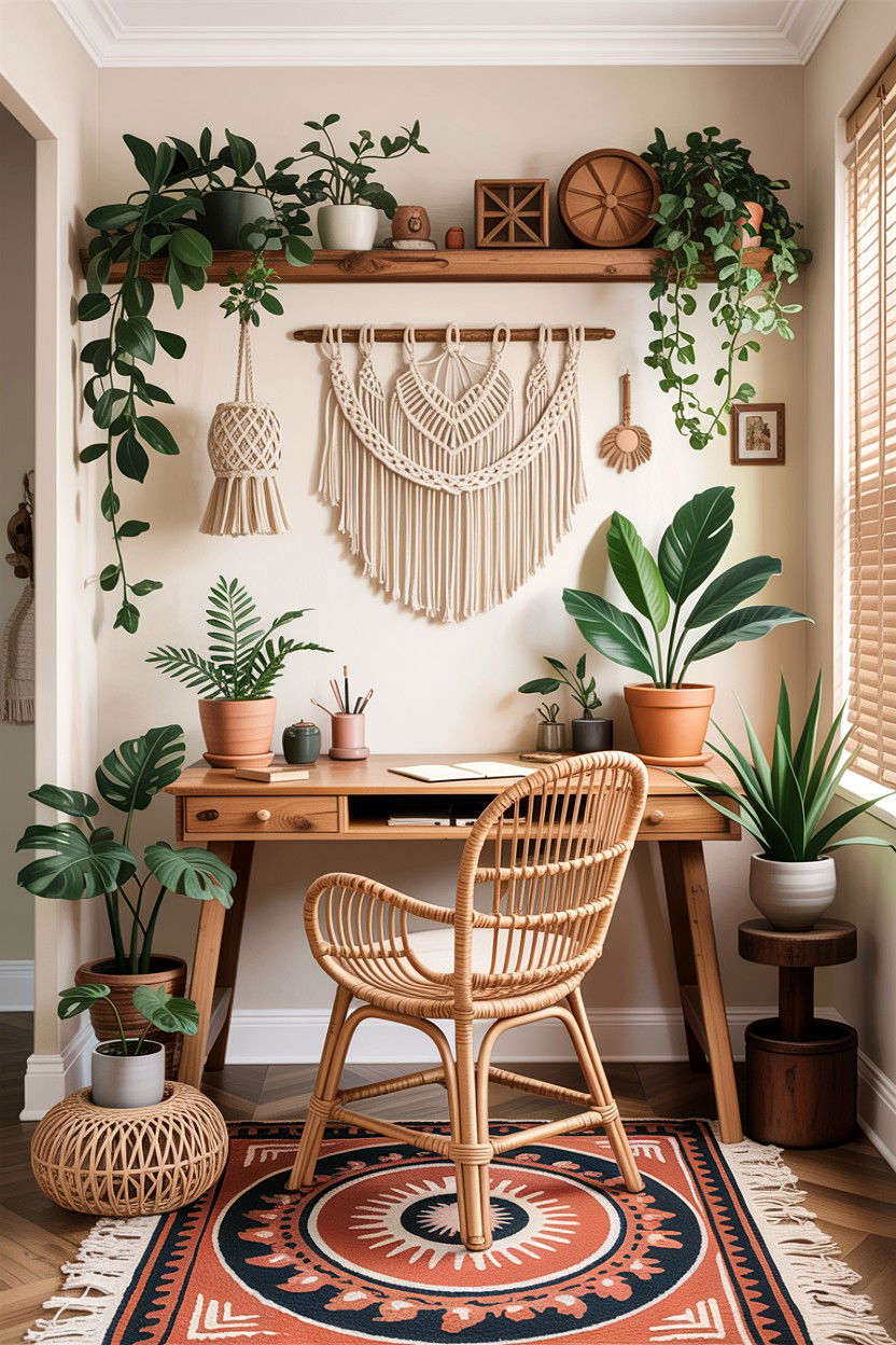 Boho bedroom desk nook - 30 bedroom workstation designs