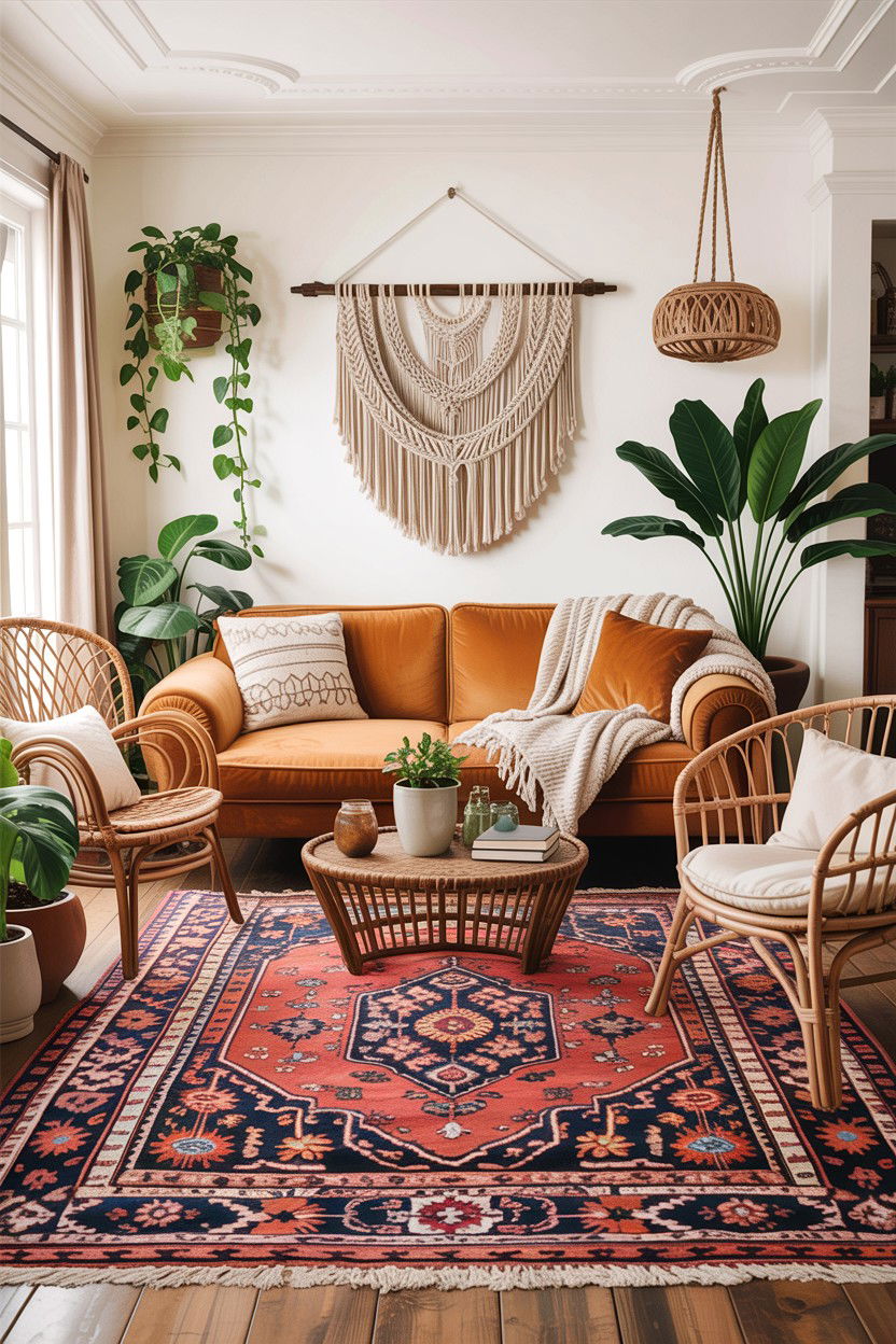 Boho camel living room - 30 camel living room ideas