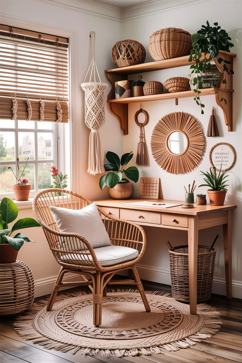 Boho craft nook - 30 bedroom craft corner ideas