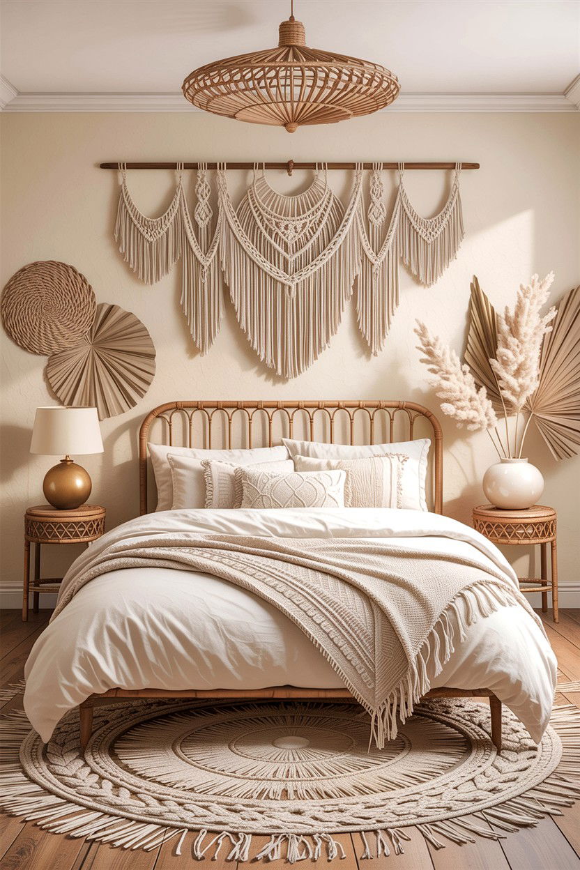 Boho cream bedroom - 30 warm cream bedroom ideas