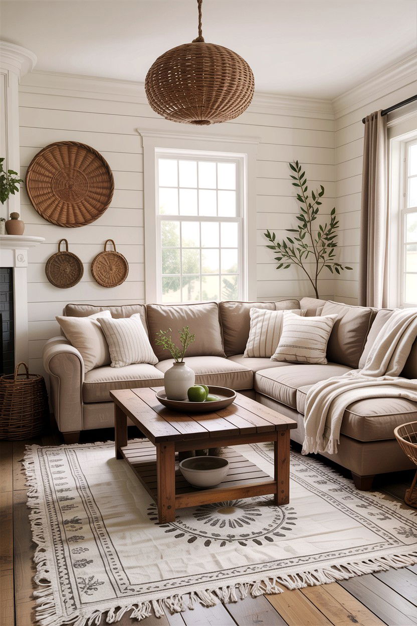 Boho farmhouse living room - 30 bohemian living room ideas