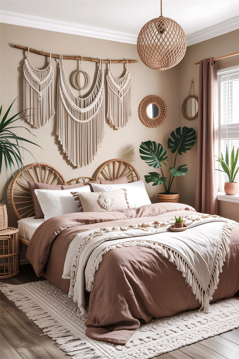 Boho taupe bedroom - 30 taupe and white bedroom ideas