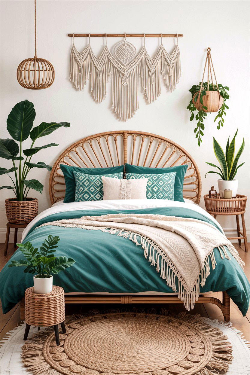 Boho teal bedroom - 30 teal bedroom decor ideas