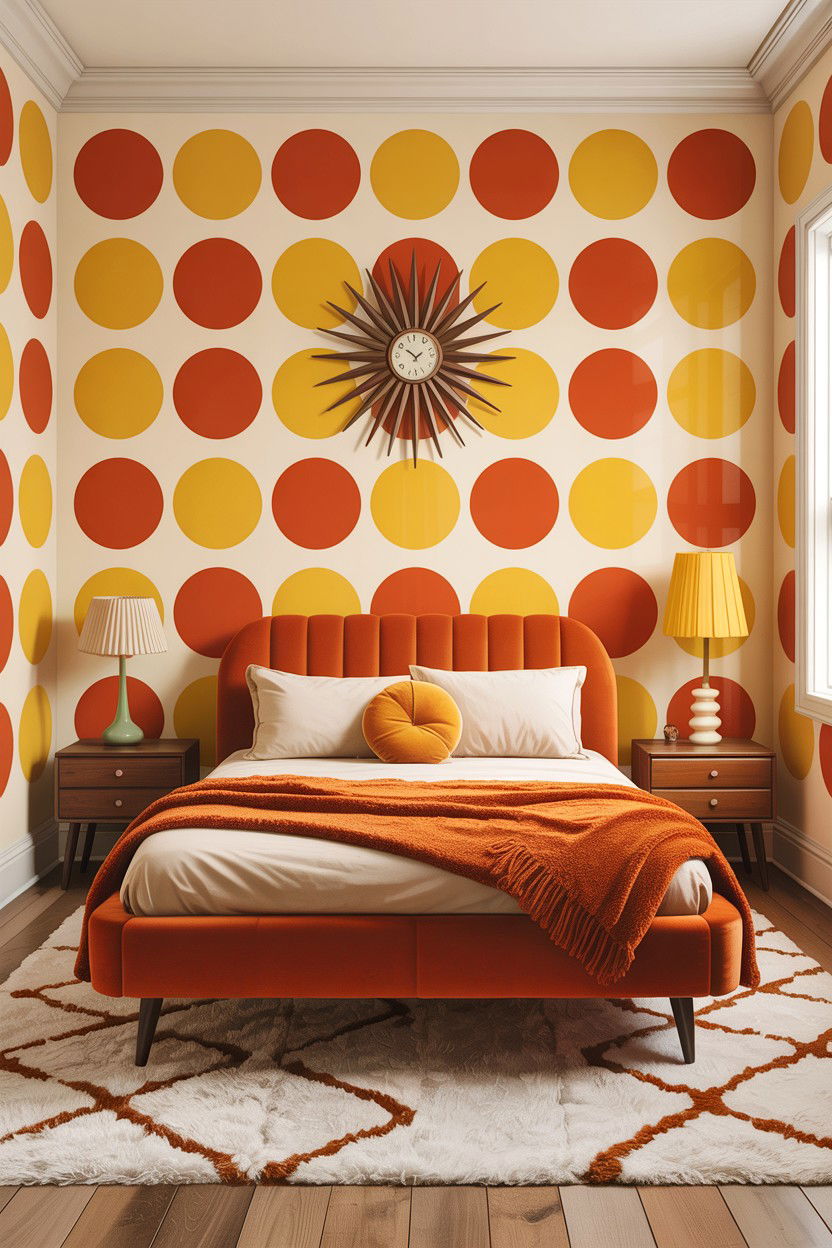 Bold Retro Polka Dot Bedroom - 30 bedroom polka dot walls