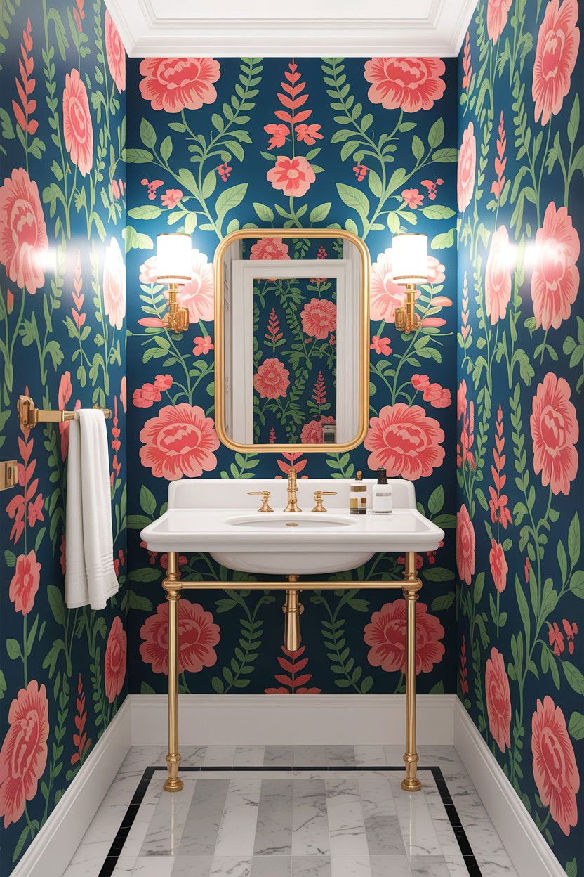 Bold Wallpaper Bathroom - 30 downstairs bathroom ideas