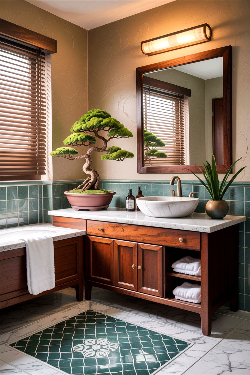 Bonsai bathroom plant - 30 Asian bathroom ideas