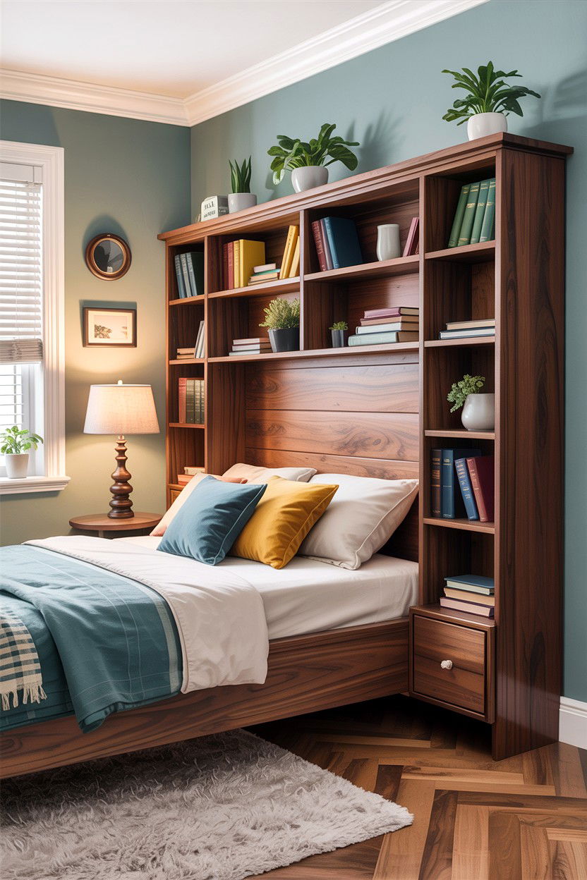 Bookshelf Storage Headboard - 30 bedroom headboards