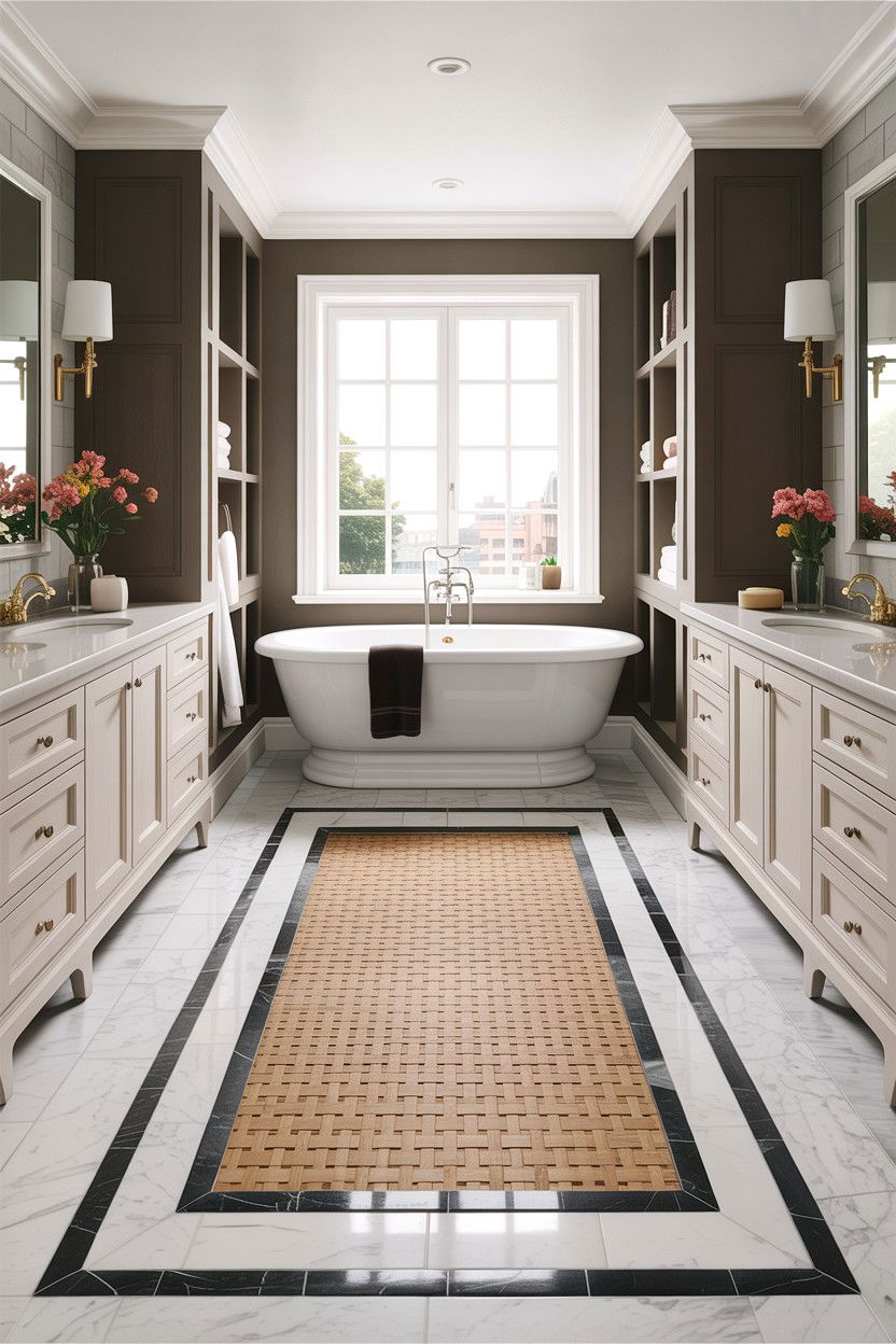 Bordered Basketweave Bathroom Floor - 30 basketweave tile bathroom ideas