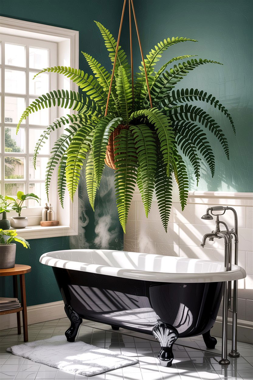Boston fern humidity - 30 hanging plants for bathroom ideas