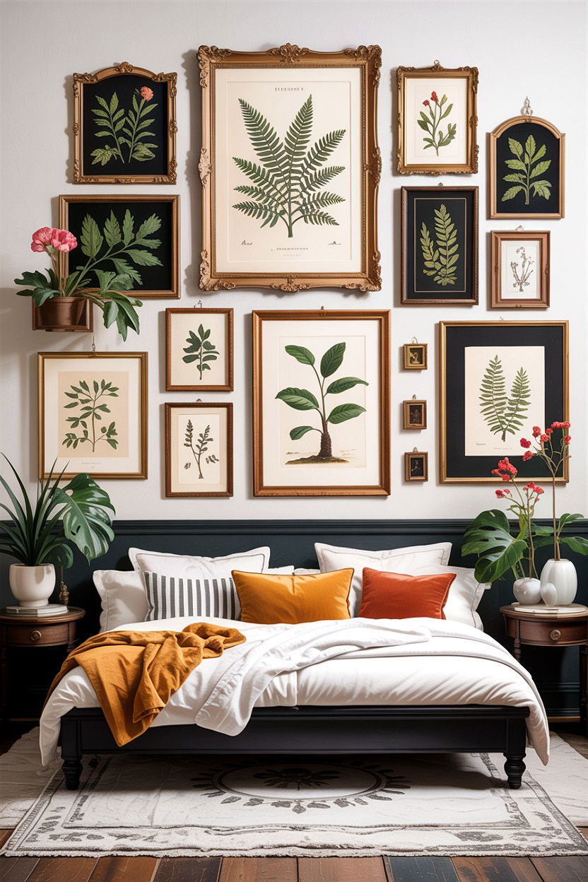 Botanical Print Gallery - 30 dark academia bedroom ideas
