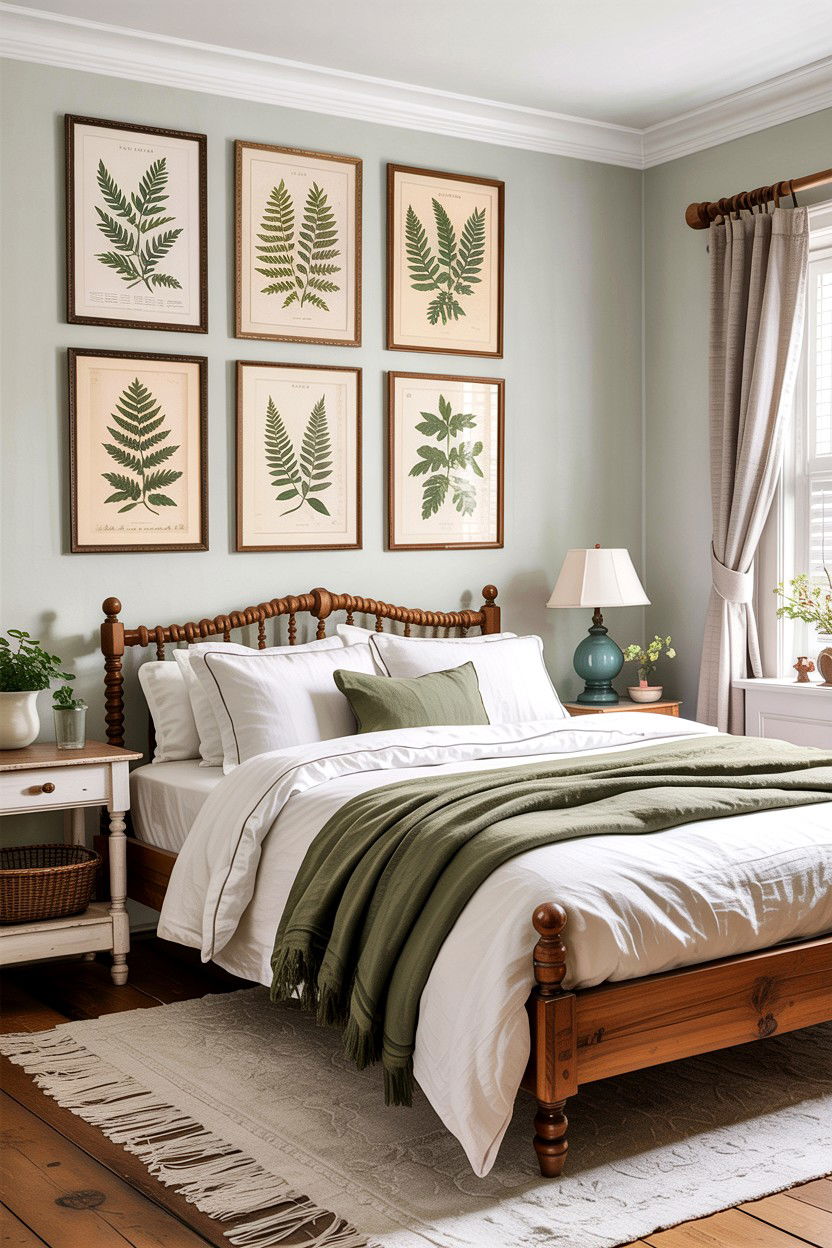 Botanical Print Wall Art - 30 country house bedroom ideas