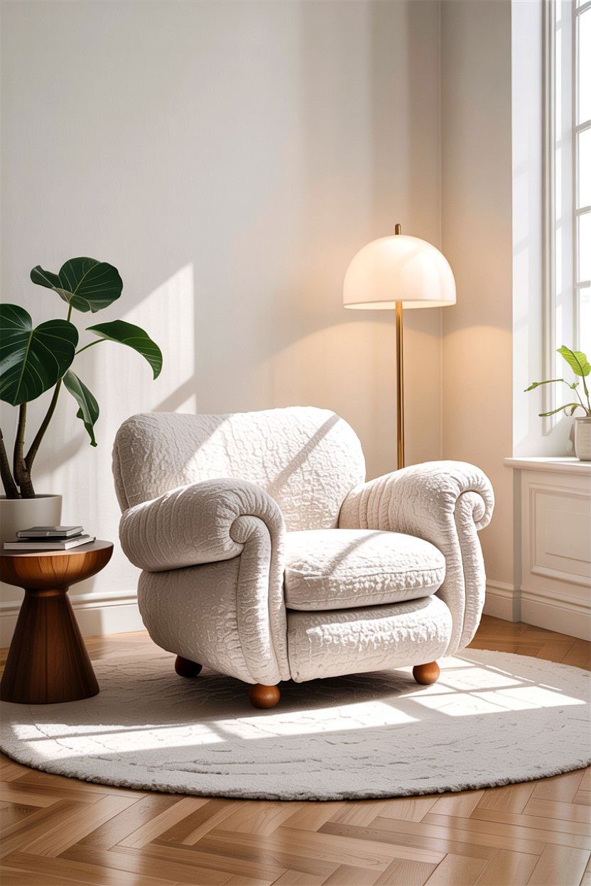 Boucle Armchair - 30 bedroom accent chairs