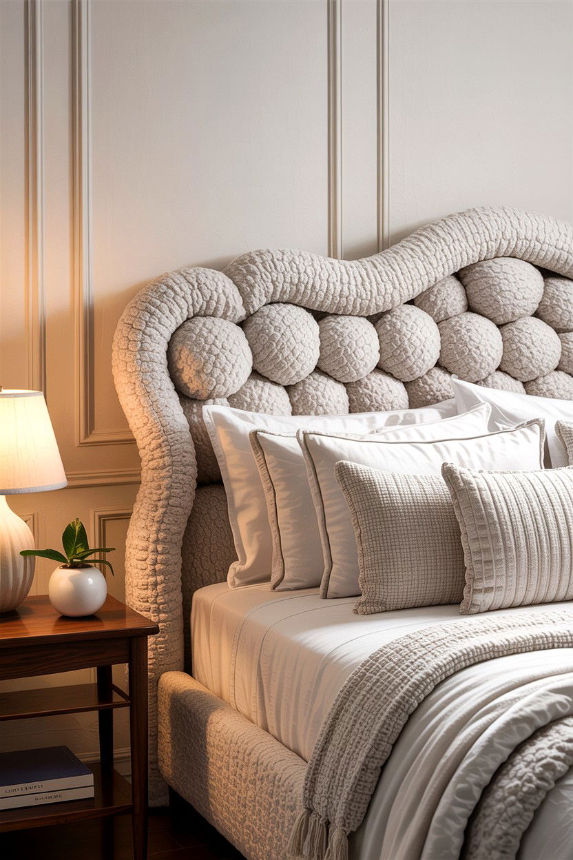 Boucle Fabric Headboard - 30 bedroom headboards
