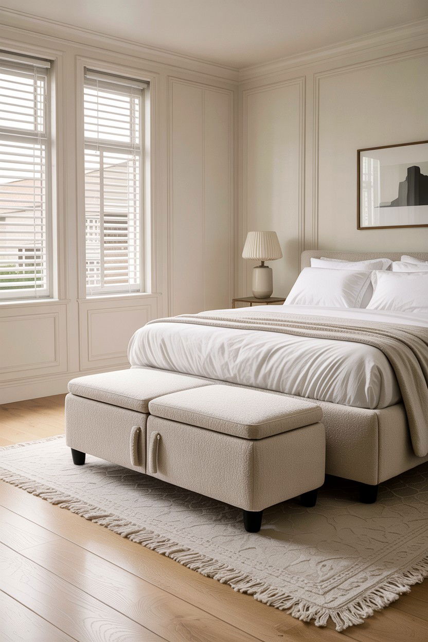 Boucle Storage Ottoman - 30 bedroom ottomans