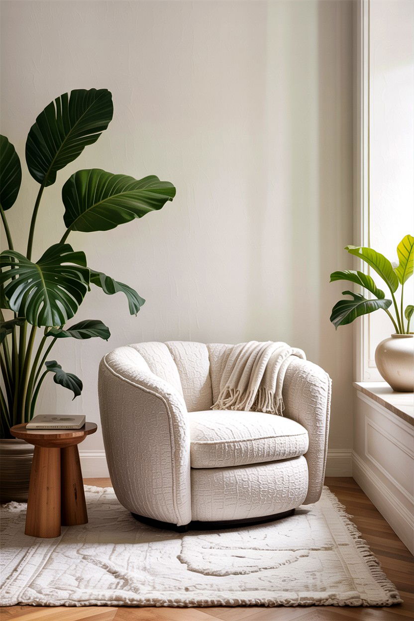 Boucle barrel chair - 30 living room accent chairs