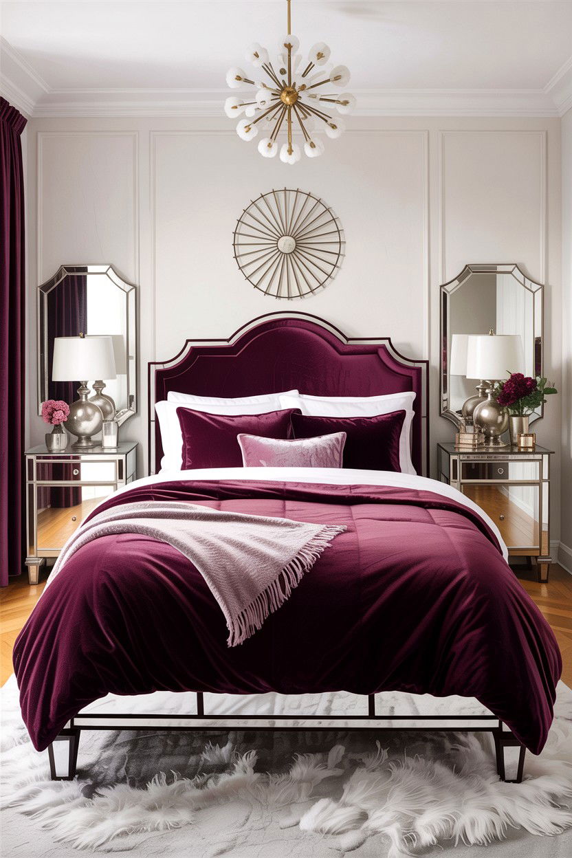 Boysenberry Velvet Bedding - 30 berry bedroom ideas