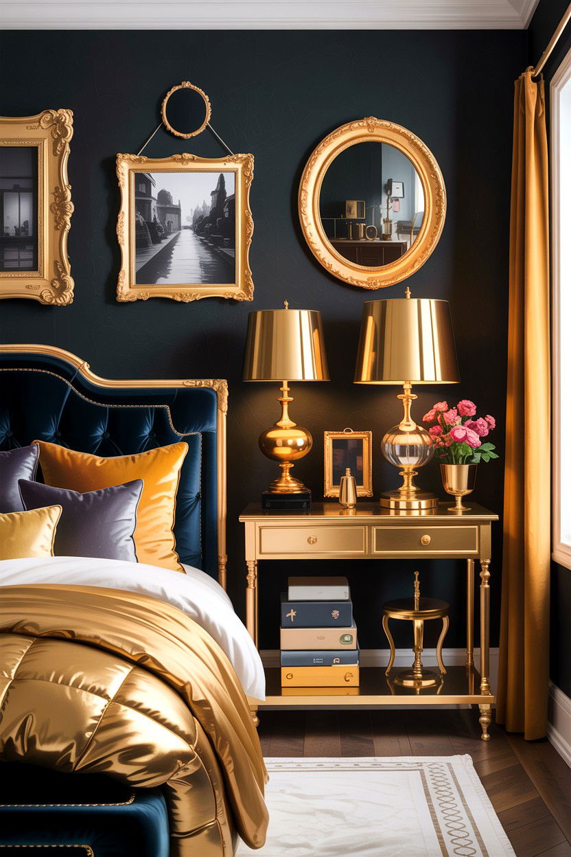 Brass And Gold Bedroom Decor - 30 dramatic bedroom ideas