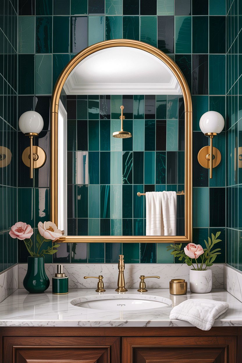 Brass Arched Mirror Bathroom - 30 arched bathroom mirror ideas