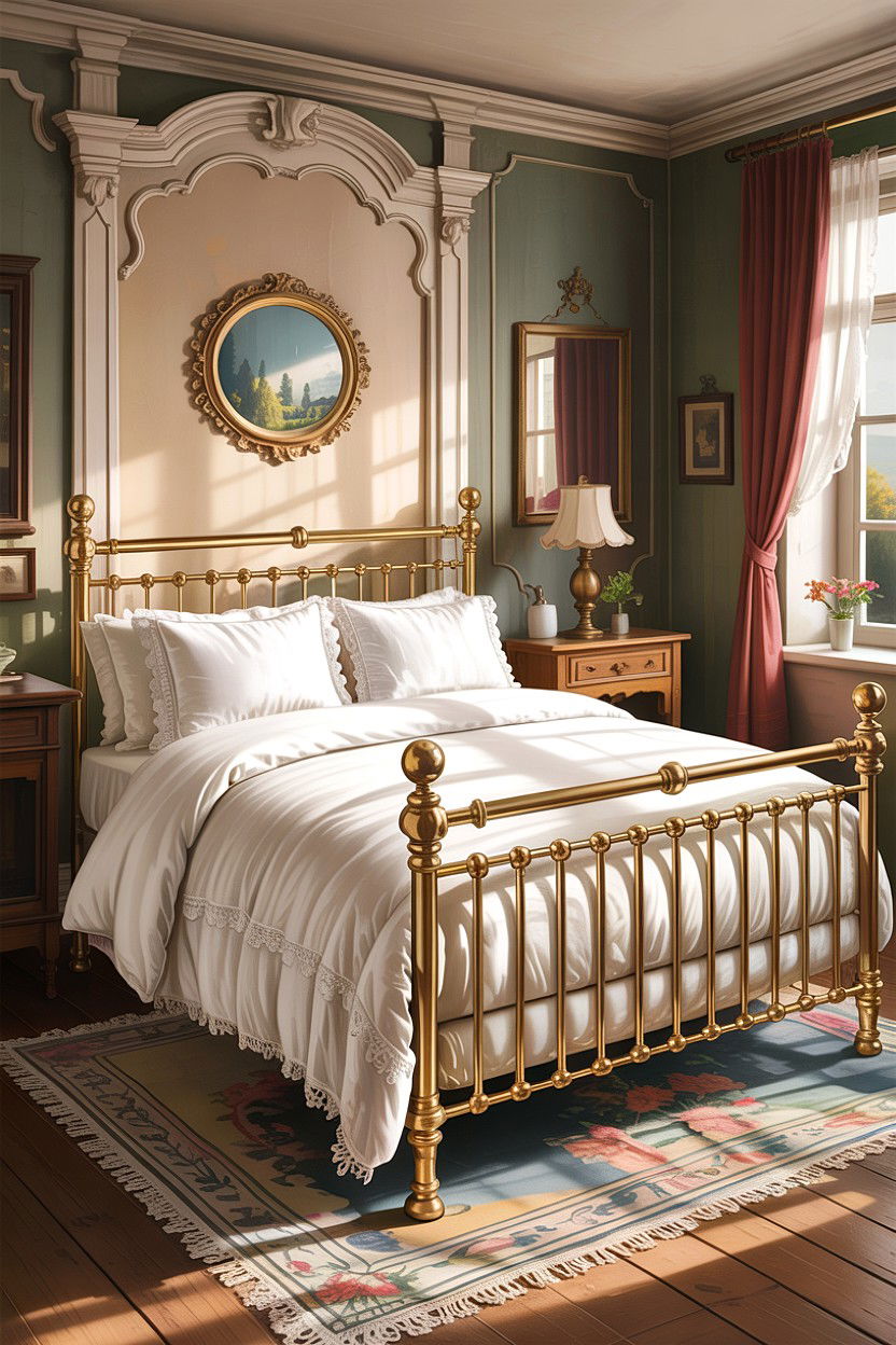 Brass Bed Frame - 30 country house bedroom ideas