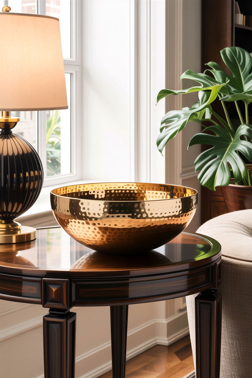 Brass Bowl Side Table - 30 living room decorative bowls