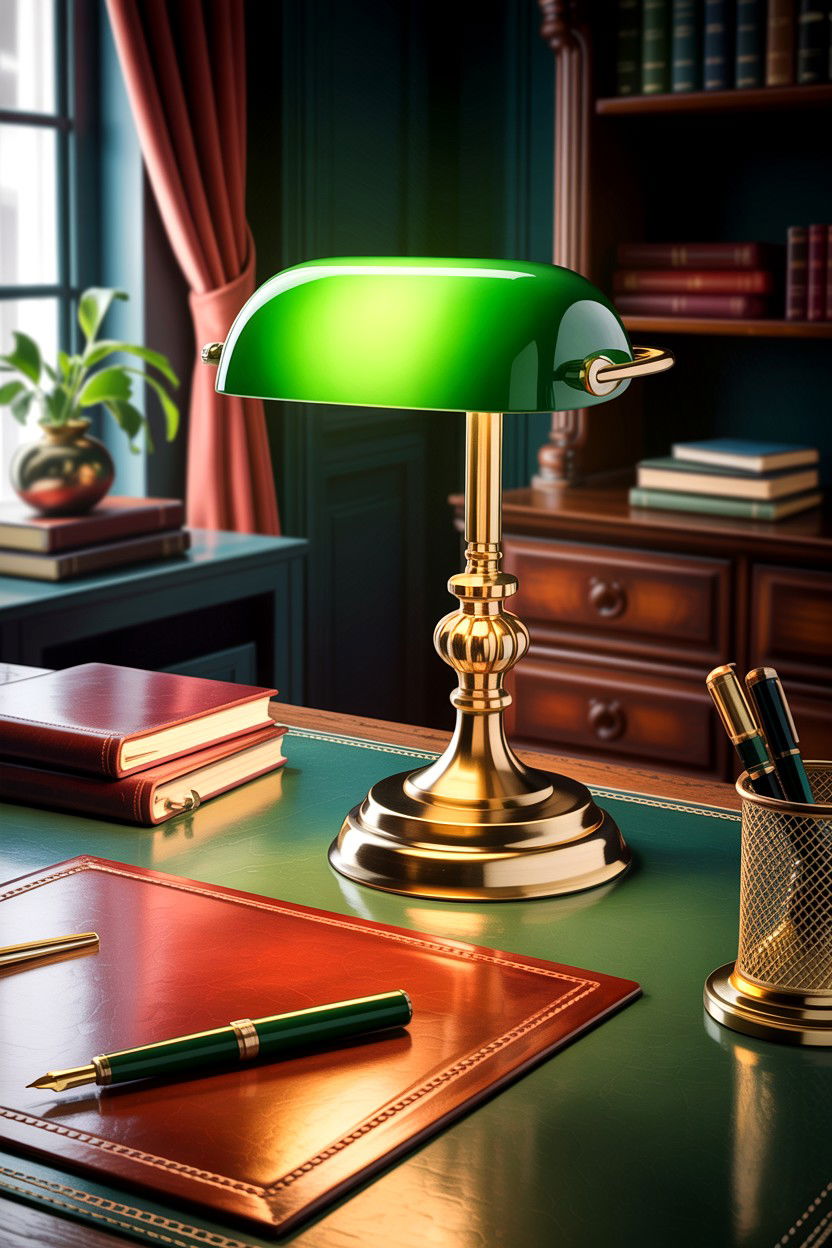 Brass Desk Lamp - 30 dark academia bedroom ideas