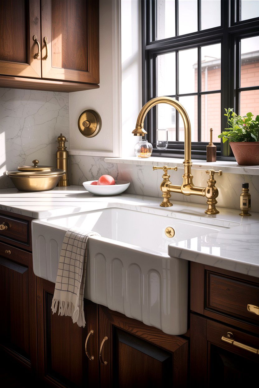 Brass Faucet Farmhouse Sink - 30 farmhouse sink bathroom ideas