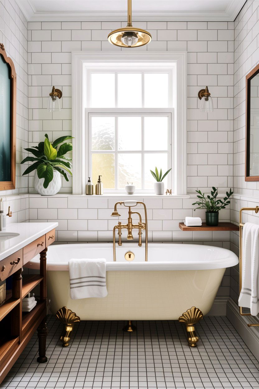 Brass Fixture Bathroom - 30 alcove tub ideas