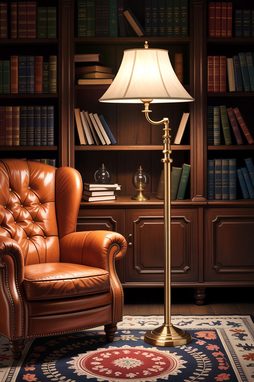 Brass Floor Lamp - 30 dark academia living room ideas