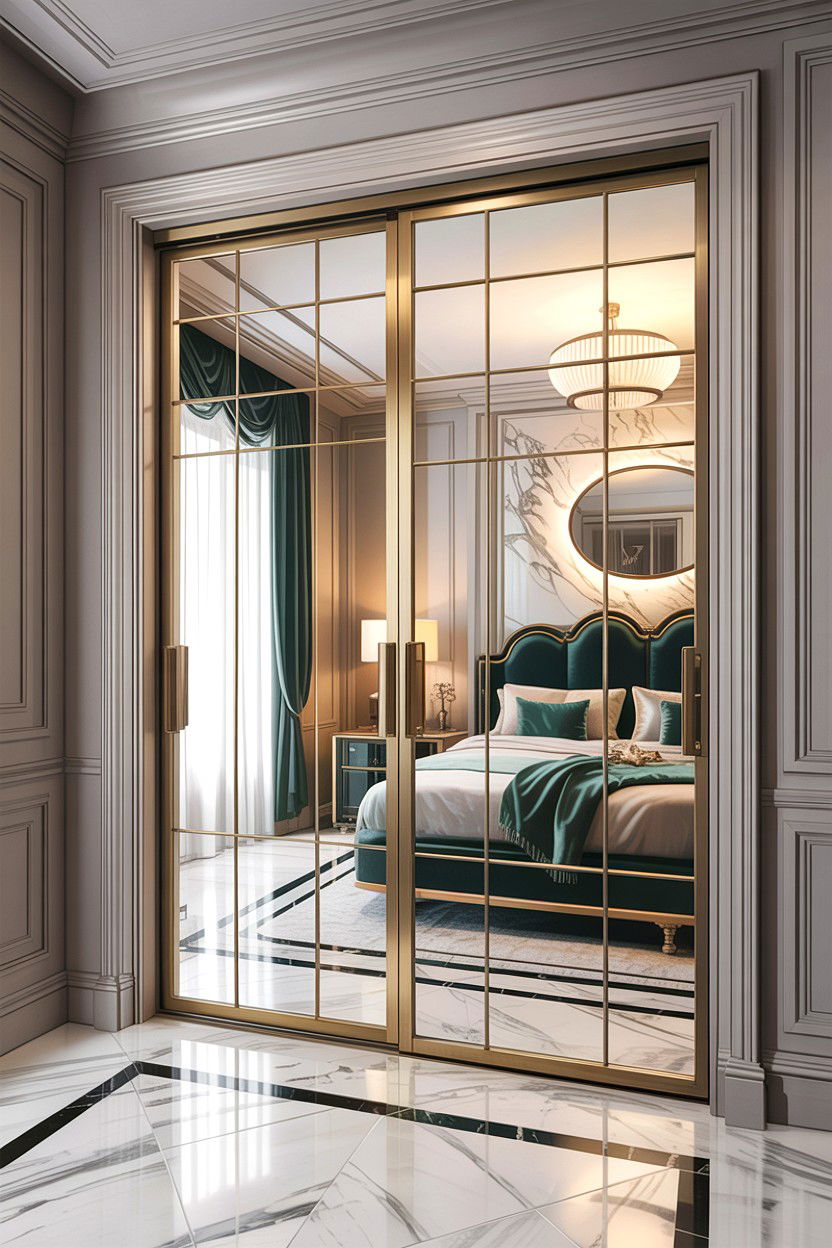Brass Frame Sliding Door - 30 bedroom sliding doors
