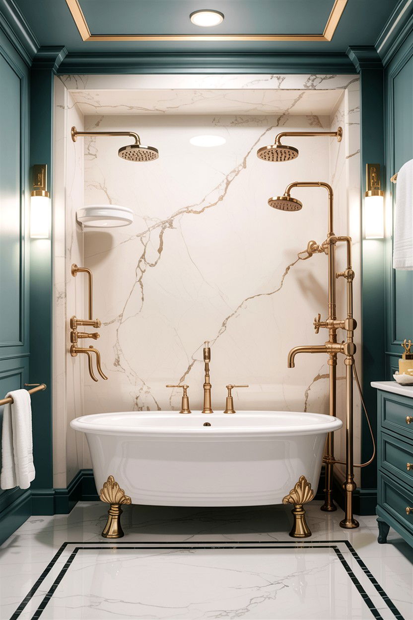 Brass Hardware Luxury Bath - 30 Hampton bathroom ideas