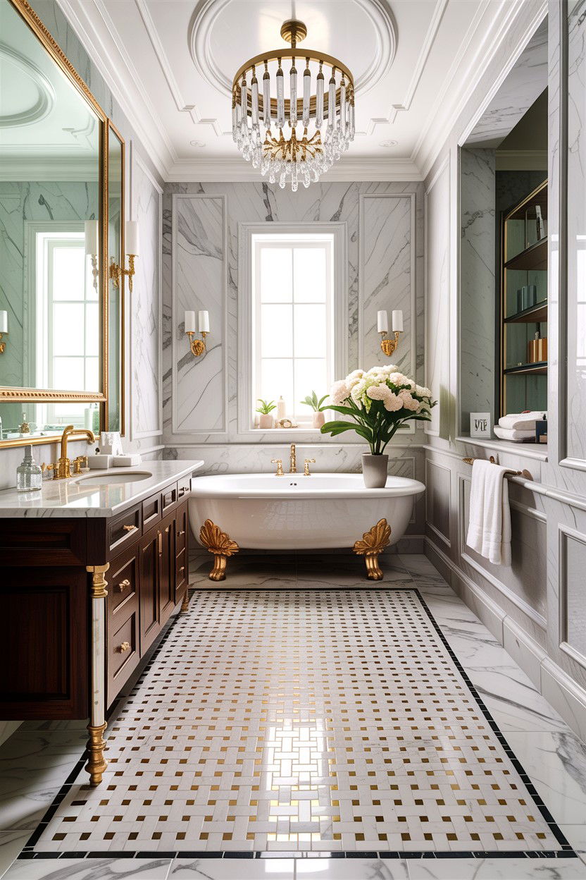 Brass Inlay Basketweave Tile - 30 basketweave tile bathroom ideas