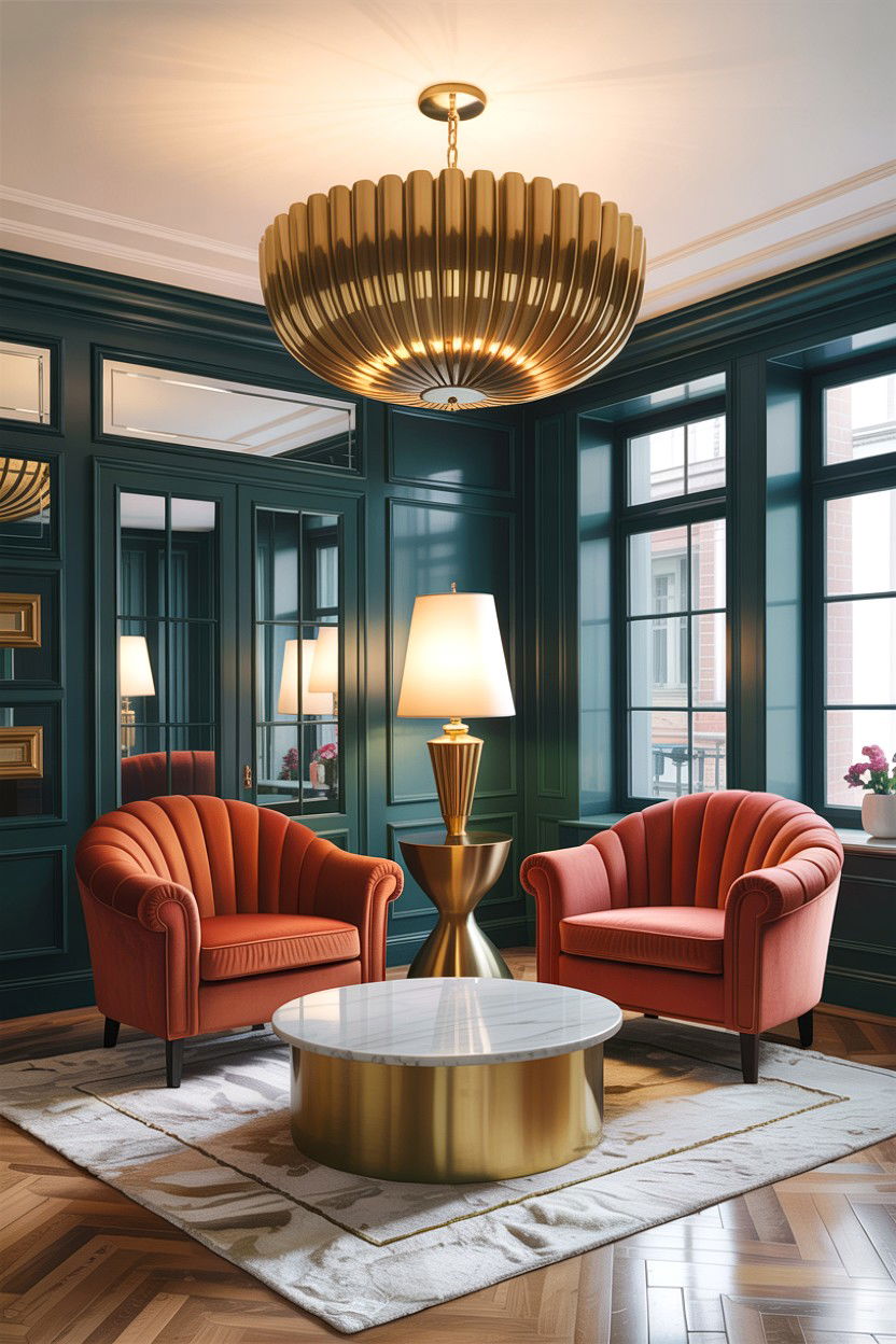 Brass Lighting Fixture - 30 boutique hotel living room ideas